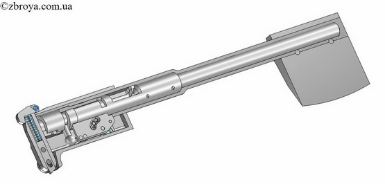 > <p>Постановка курка на боевой взвод происходит во время движения затвора назад при открывании казенной части ствола. Если взведенный курок необходимо спустить без производства выстрела, то для такого случая предусмотрены зацепы для пальцев, выступающие из пазов на корпусе УСМ. При спуске с боевого взвода без производства выстрела необходимо, удерживая эти зацепы, нажать на пусковой крючок и медленно поставить курок на предварительной взвод. При положении курка на предварительном взводе, он упирается в выступ на спусковом крючке, что не позволит ему достать до ударника и разбить капсюль.</p><p> Положение предварительного взвода, также позволяет при досланном патроне в патроннике избежать случайного выстрела при падении оружия либо при его сильном ударе. Для взведения курка из положения предварительного взвода, необходимо взять за захваты на курке и взвести его.</p> <img style=